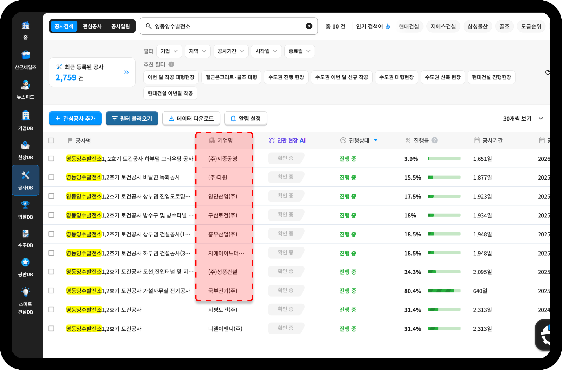 영동양수발전소 참여 기업 확인 – DL이앤씨·지평토건 컨소시엄
